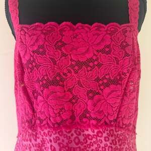 Vintage Private Luxuries Hot Pink Animal Print & Lace Dress